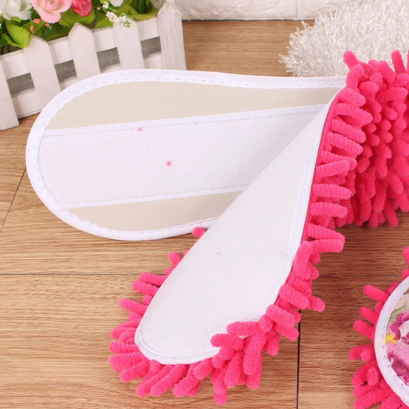 flowerHousehold Goods Thickened Rriped Double-layer Removable Washable Chenille Lazy Floor Household Floor Slippers Mop For Wash