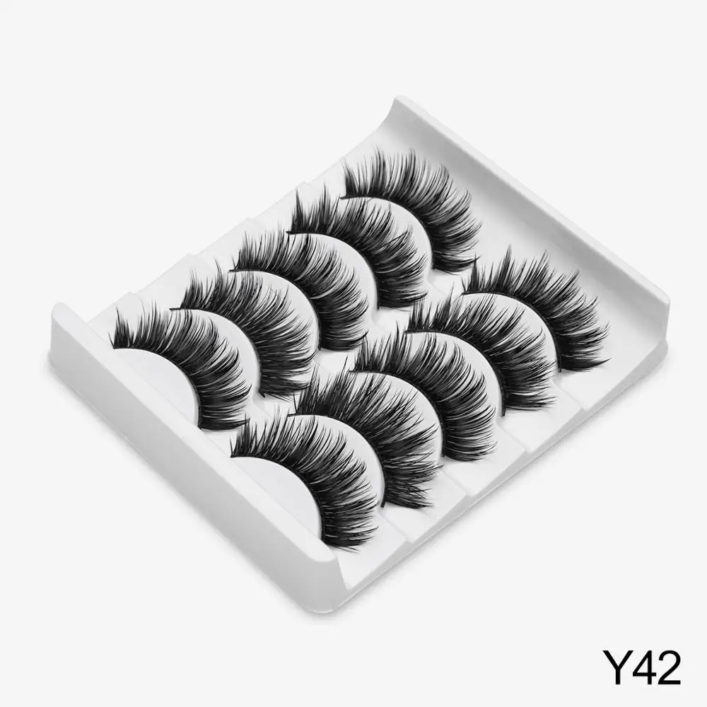 y42 Sexysheep 4/7 пар 3D ресницы ручной работы из натурального длинная шуба из искусственного ресницы серо-коричневого цвета Высокое качество накладные ресницы для наращивания набор для макияжа бровей, макияж - Цвет: y42