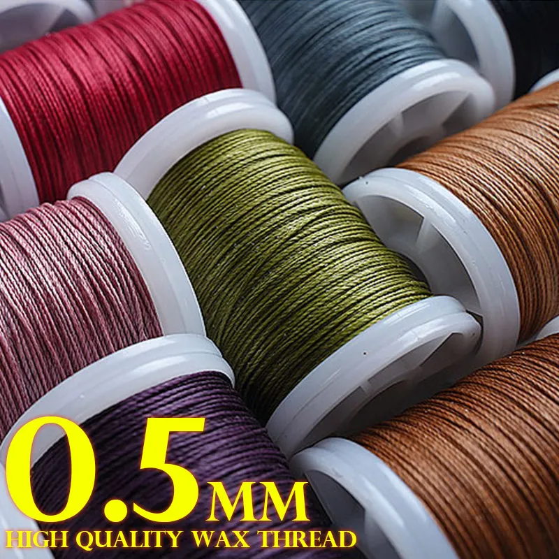 0.5mm Strong Leather Sewing Waxed Thread Round Polyester Cord Rope String Solid for Jewelry Weave Braided Bracelets DIY Craft