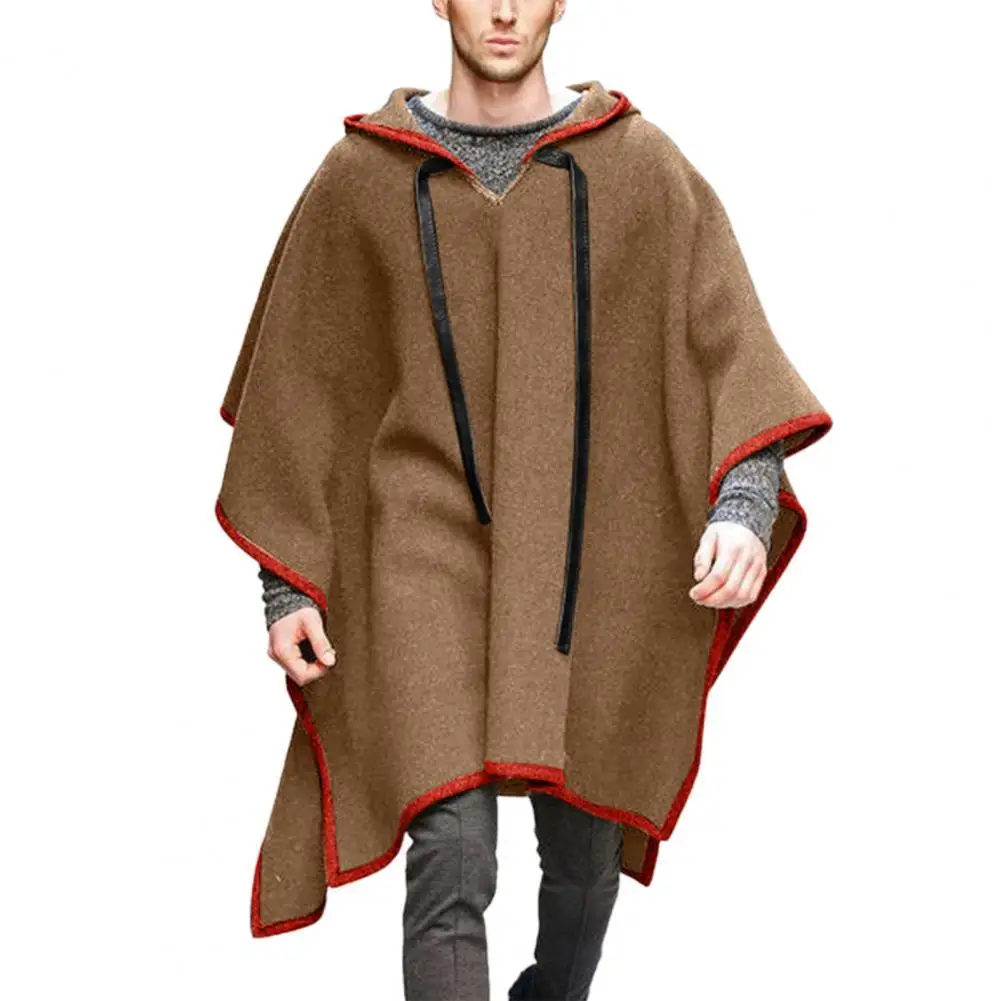 Vintage Poncho Men Oversized Hooded Irregular Trench Punk