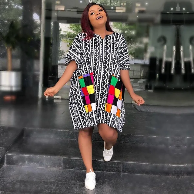 Mofe African Short Sleeve Loose Dress