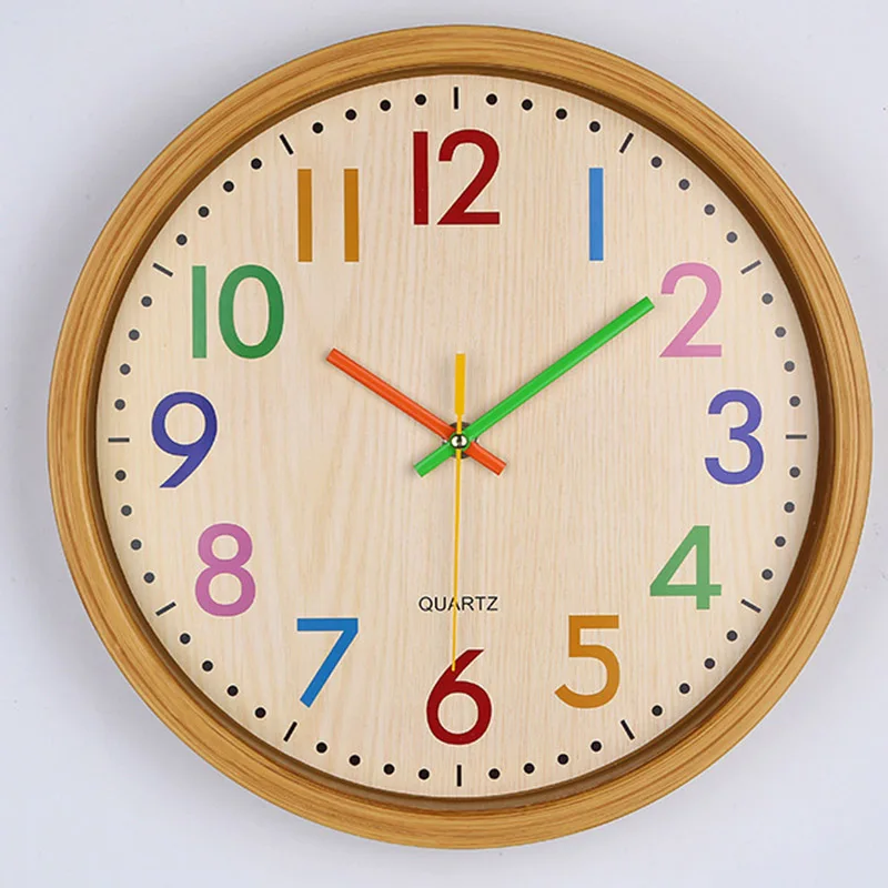 Hot Children Room Wall Clock 12 Inch Colorful Numbers Silent Clock for Home Decor XJS789