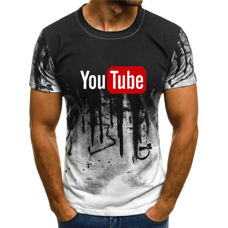 Новые летние забавная Мужская футболка YouTube напечатаны 3d для мужчин и женщин Фирменная из хлопка Топ S