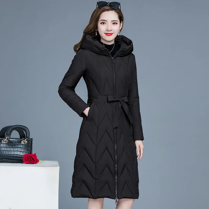 

Cotton Coat 2019 New Style Korean-style Long Slim Fit Slimming Long Sleeve Hooded Commuting Versatile Fashion Warm Cotton Overco