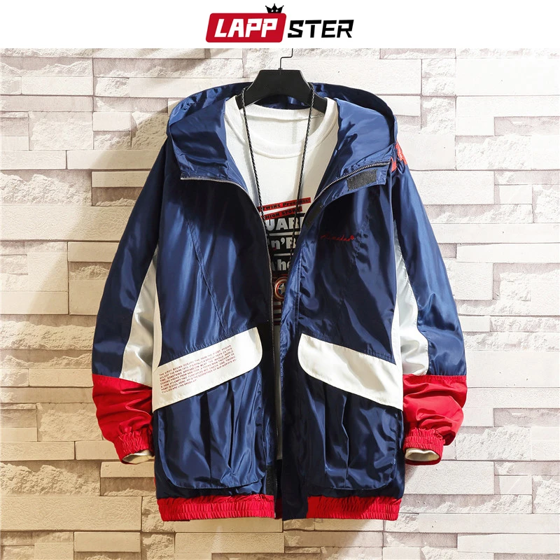 

LAPPSTER Men Color Block Streetwear Bomber Jacket 2019 Autumn Mens Embroidery Hip Hop Windbreaker Korean Harajuku Clothing 5XL