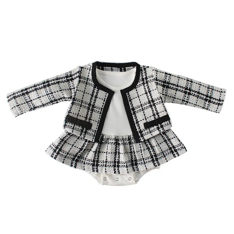 Romper coat 2pc Новинка года; зимняя одежда для маленьких девочек; комбинезон с леопардовым принтом; Хлопковый вязаный комбинезон с длинными рукавами для малышей; комбинезоны для девочек - Цвет: Romper coat 2pc