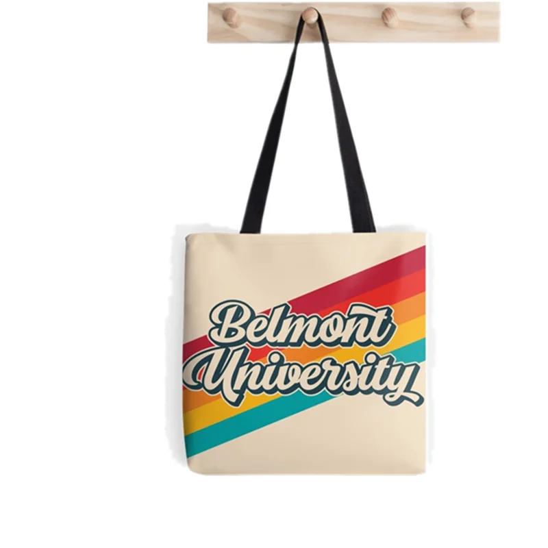 Shopper RAINBOW BELMONT UNIVERSITY Printed Tote Bag women Harajuku shopper handbag girl Shoulder shopping bag Lady Canvas Bag