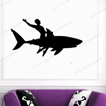 

Shark Surf Palm Gift Sea wall decals Windsurfer Boy Wall Decals Surfing Sports Decals Surfboard Wall Decals waves yw-157