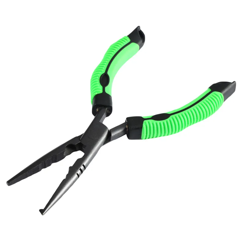 

Fishing Plier High-carbon steel Hook Remover Line Cutter Scissors Switch Lock Catch Gear Fishing Tool for Grip Split Ring Holder