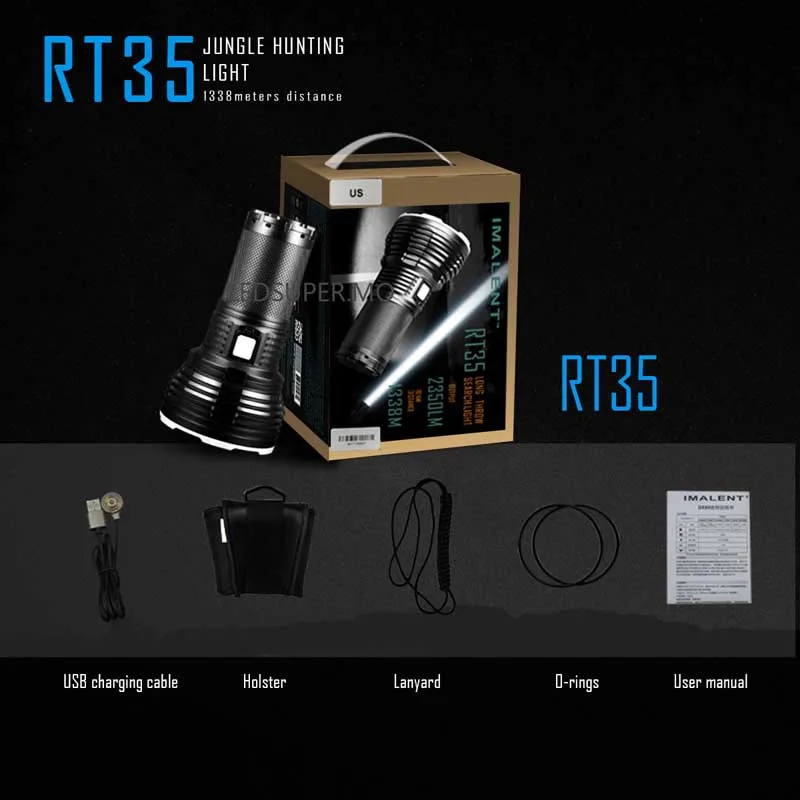 Большая емкость 4 секции 18650 батарея IMALENT RT35 CREE XHP35 HI светодиодный ручной компьютер Перезаряжаемый USB фонарик патруль