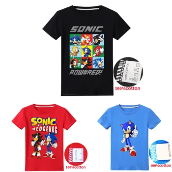 

Cotton 2020 summer sonic the hedgehog cartoon print new T-shirt sports casual fashion boys and girls T-shirt tops costumes