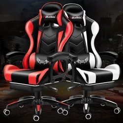 Chaise de Gaming en cuir PU, repose tête pour ordinateur et bureau, réglable, avec repose pieds, pour la maison 