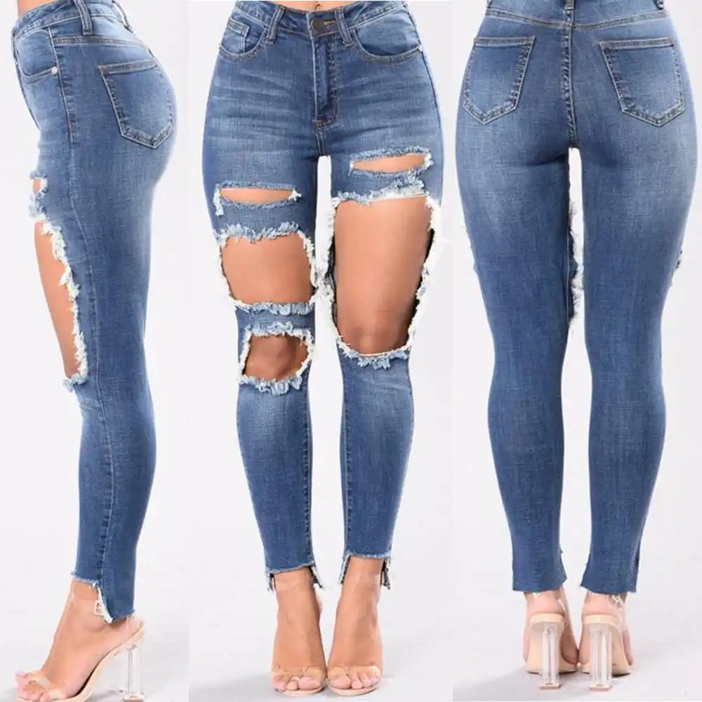 big ripped knee jeans