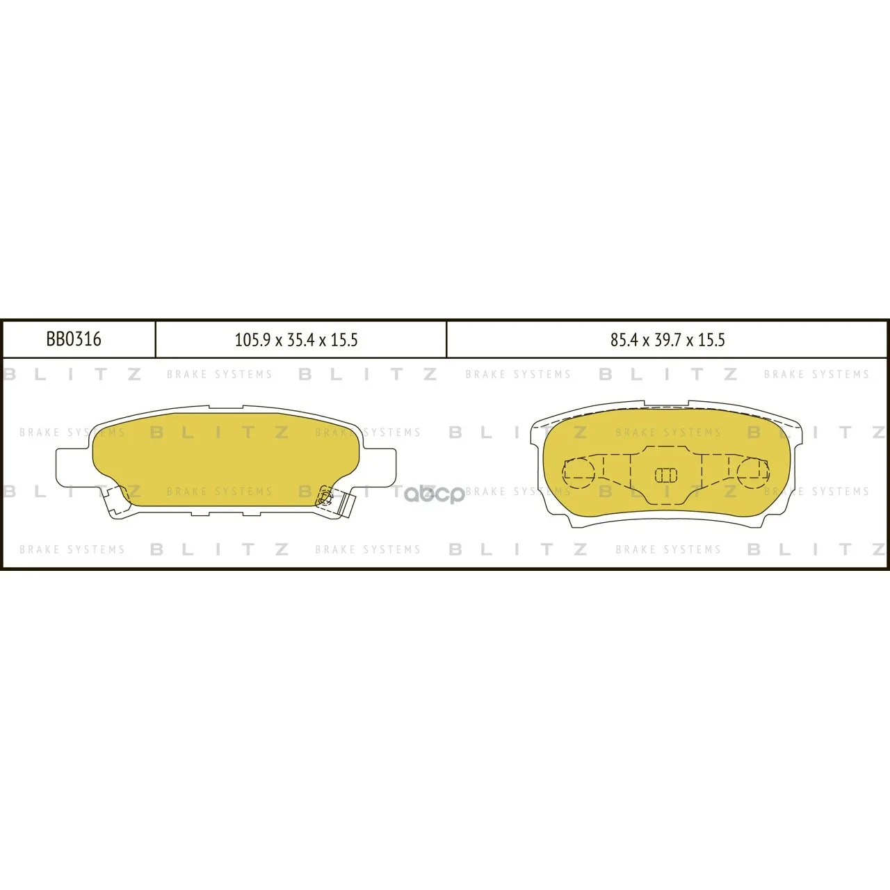 Колодки Тормозные Дисковые Mitsubishi Lancer All/Outlander 4wd 03- Blitz арт. BB0316