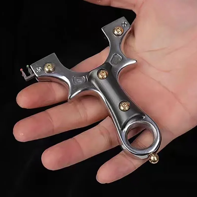 Esportes ao ar Faixa de Borracha Inoxidável Mini Estilingue Caça Catapulta Livre Plana Tiro Sling Shot Aço 8 Arco e flecha