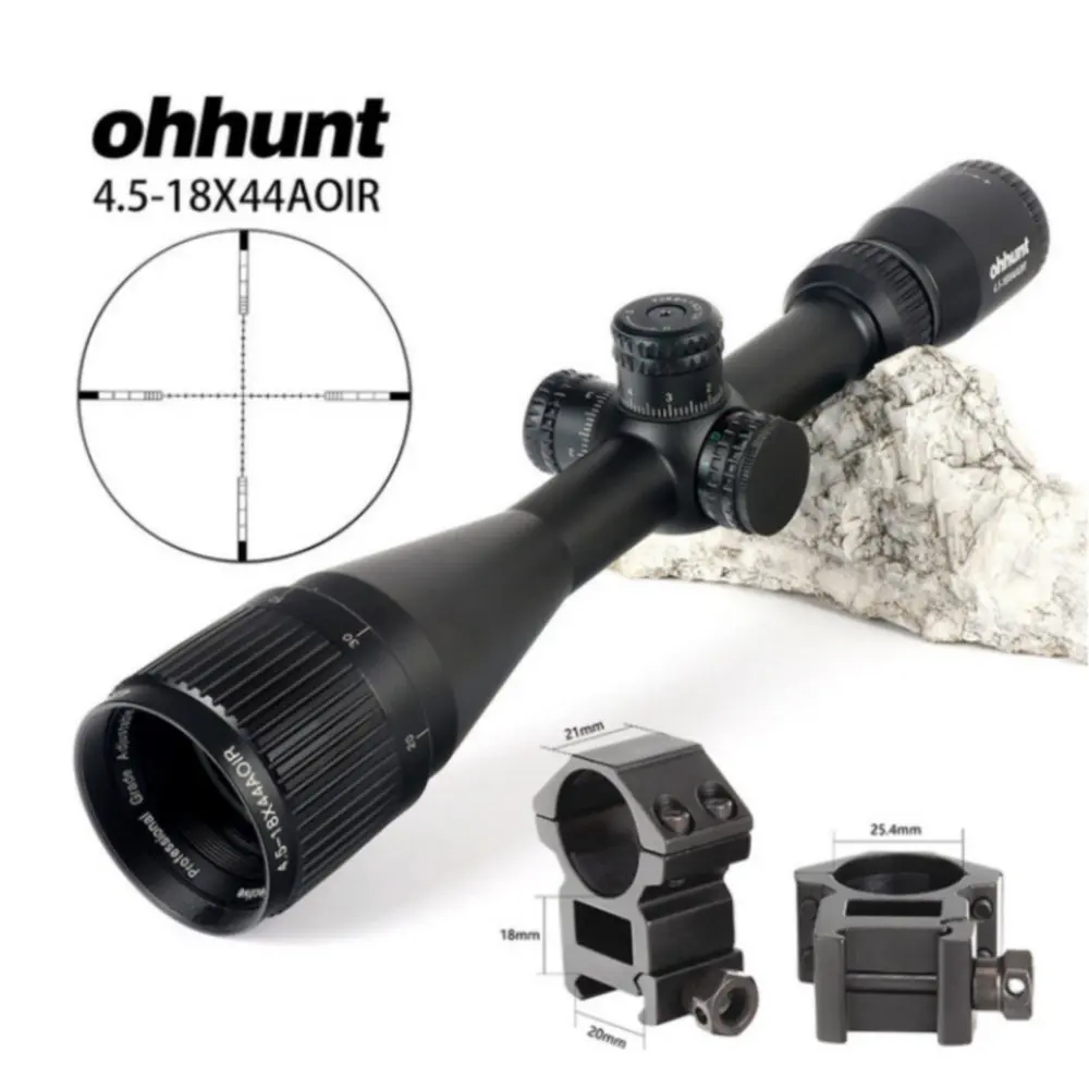 Синий Ohhunt 4,5-18x44 AOIR тактическая оптика прицелы RGB стекло освещение сетка с Windage Elevation Lock прицел - Цвет: Синий