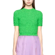 2020 Summer Green Short Sleeve Sweater runway design Luxury Embroidery O-Neck Pullovers Tops Women Knit Sweaters Casual Clothes Sweaters 2020 Summer Green Short Sleeve Sweater runway design Luxury Embroidery O-Neck Pullovers Tops Women Knit Sweaters Casual Clothes Sweaters