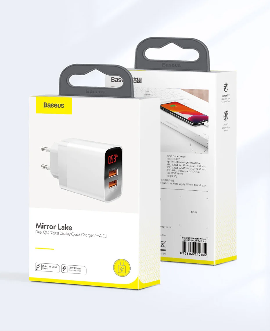 Baseus цифровой дисплей Быстрая зарядка 3,0 USB зарядное устройство 18 Вт PD 3,0 быстрое зарядное устройство для iPhone 11 Pro зарядное устройство для мобильного телефона USB C зарядное устройство