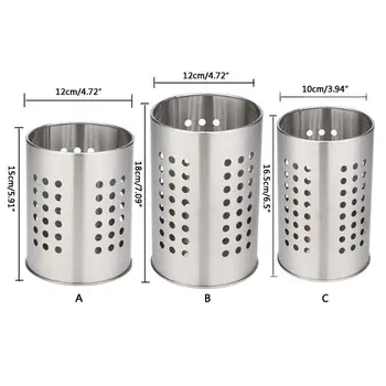 

Stainless Steel Kitchen Cooking Utensils Holder Crock Drainer Flatware Caddy Cutlery Organizer Tableware Storage Serving Tool