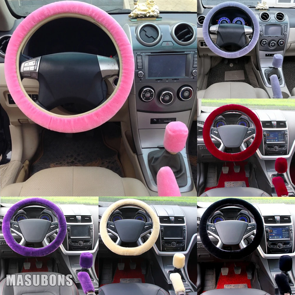 Комплект пушистых чехлов для руля 3 шт. Аксессуары автомобилей Toyota розовые