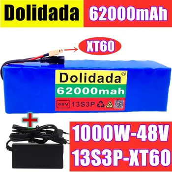 

18650XT60 Plug 48V62Ah 1000w 13S3P 48V Lithium ion Battery Pack For 54.6v E-bike Electric bicycle Scooter with BMS+54.6V Charger