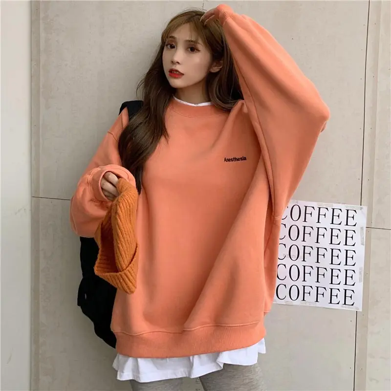 

WYBLZ Loose Letter Sweatshirts Women 2022 Spring Korean Fashion Women's Pullover Hoody Female Harajuku Sweatshirt for Students