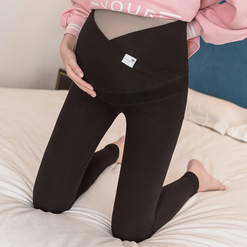 Women Pregnant Across Waist Leggings For Maternity Nuring Abdominal Elastic Clothes Black Gray Pregnancy Belly Pencil Pants