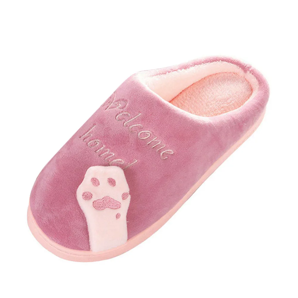 Женские зимние домашние тапочки с рисунком кота; нескользящая теплая Домашняя обувь для спальни; обувь для влюбленных пар; zapatillas; mujer
