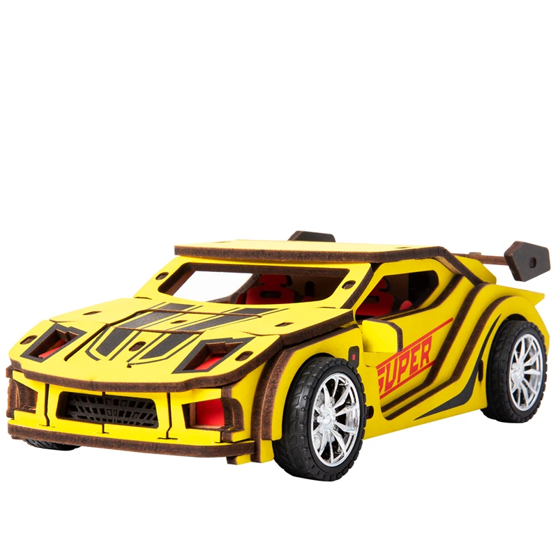 Robotime 4 вида подвижные DIY 3D деревянные инерционные силовые модели автомобиля строительные наборы Монтажная игрушка подарок для детей и взрослых HL