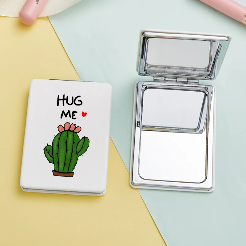 Rectangular Portable Mirror Makeup Mirror Small Cute Portable Folding Student Double Mirror 5