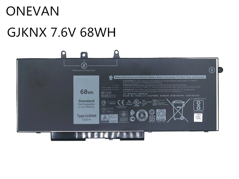 Аккумулятор ONEVAN GJKNX для ноутбука Dell Latitude E5480 E5580 E5490 E5590 Precision M3520 M3530 GD1JP 7,6 V 68WH высокой емкости