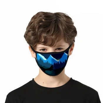 

3PCS Children's Printed Cloth Face Shield Reusable Face Mask Washable Mouth Mask Face Shield Windproof Breathable mondmaskers