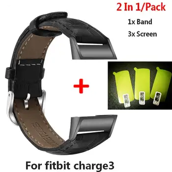 

2 In1 Strap Wrist for Fitbit Charge 3 Watch Bracelet Band Leather Watchband Strap for Fitbit Charge 3 Screen Protective film