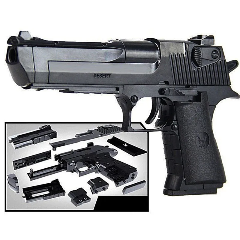 

Police SWAT DIY Toy Gun Desert Eagle LegoINGLs Model Building Blocks Weapon Assembly Brain Game Can Fire Bullets Toys for Boys