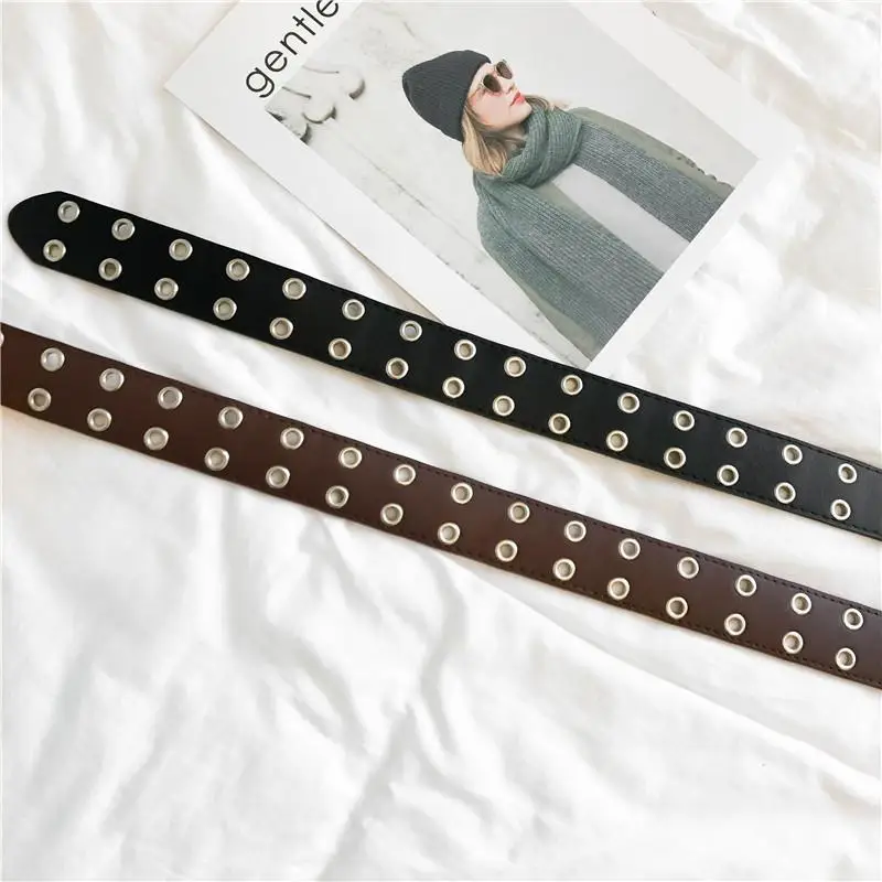 Леди ремень искусственная кожа женщин кожа waiststrap в стиле панк модные пояс с отверстиями