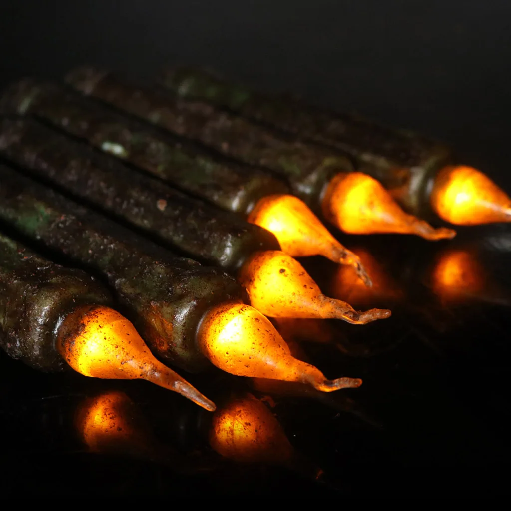  6Pcs 17cm Vintage Style Black Wax LED Candle Taper Candle Flameless Pillar Candle for Wedding Birthday Party Table Decoration