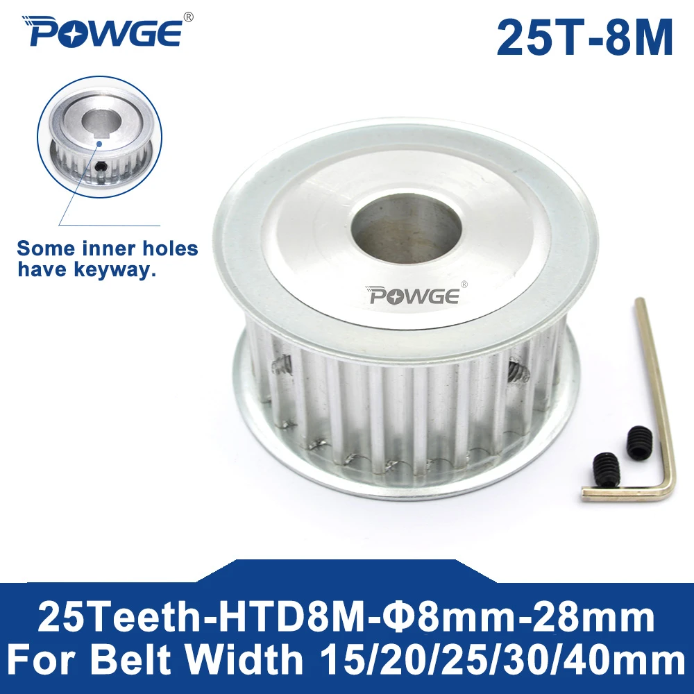 POWGE HTD 8M 25 Teeth Timing Synchronous Pulley Keyway Bore 8 28mm for Belt  Width 15/20/25/30/40mm HTD8M 25 8M AF 25T 25Teeth|Pulleys| - AliExpress