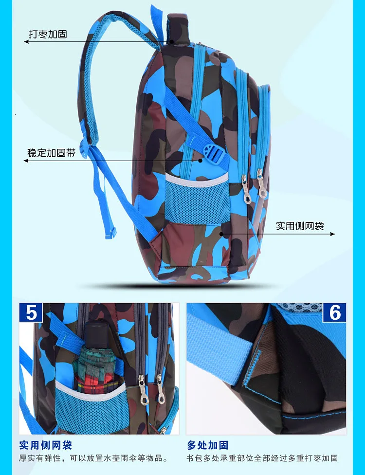 school children backpacks kids Camouflage Waterproof bag boys Primary school backpacks Schoolbags kids Satchel mochila infantil