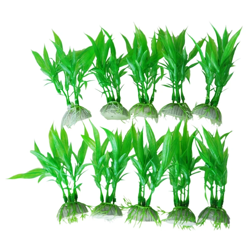 

LIXF 10pcs Green Plants Aquarium Tank Plastic Grass Decoration