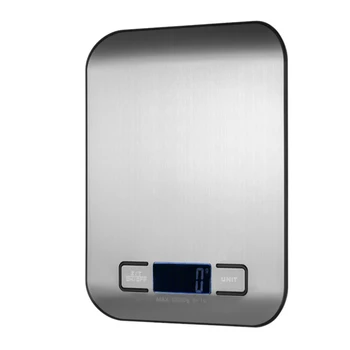 

Digital Kitchen Food Scale 11 Lb Grams and Ounces Small Stainless Steel Backlit Silver Batteries Included