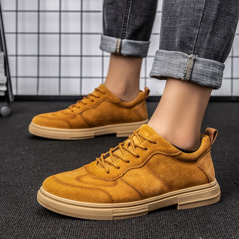 

Pop Men shoes Four Seasons Casual Sneakers Fashion High Quality Genuine Leather Men's Lace Up Light shoes Rubber Shallow