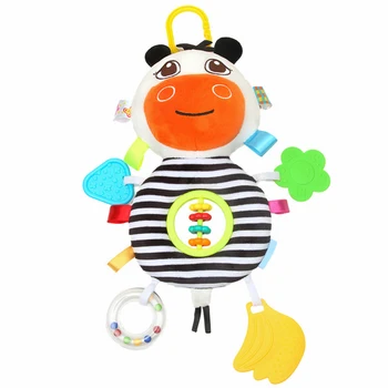 

0-12 Months Baby Crib Education Early Education Animal Rattle Plush Toy Teether Stroller Pendant Hanging Bed Bell for Baby HOt