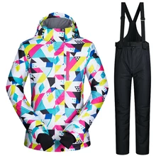 Женская лыжная куртка высокого качества, лыжный костюм, зимняя женская зимняя куртка и штаны, водонепроницаемая теплая верхняя одежда для горного сноуборда