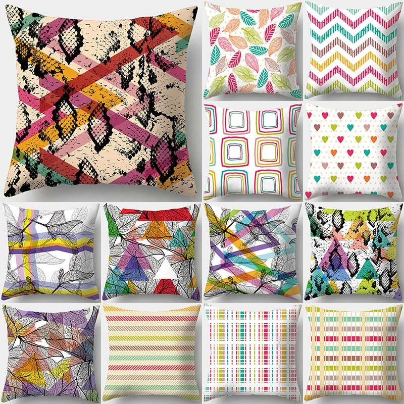 

Colorful Geometric Pattern Decorative Cushions Pillowcase Polyester Cushion Cover Throw Pillow Sofa Decoration Pillowcover 40941