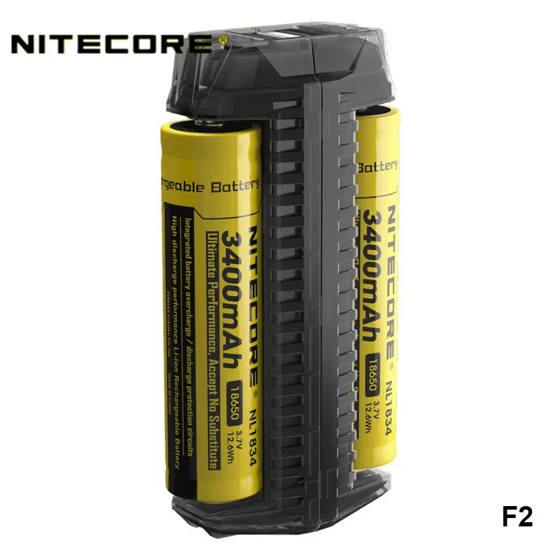Nitecore F1 F2 гибкий внешний блок питания 26650 18650 16340 14500 различные батареи, совместимые с быстрым статусом в режиме реального времени USB зарядное устройство