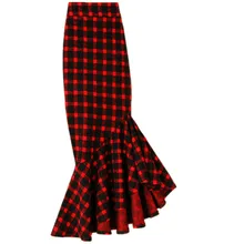 Осенне-зимняя трикотажная юбка-Русалка размера плюс 4XL, Женская юбка до колена с высокой талией, юбка-труба