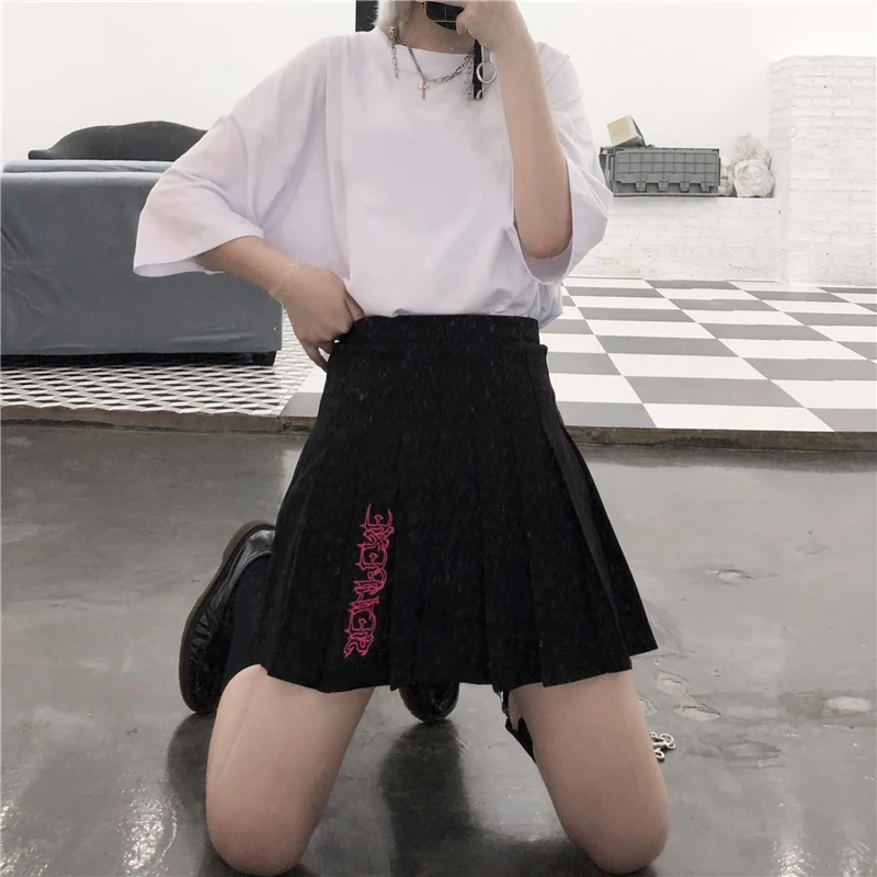 Harajuku однотонная трапециевидная Женская плиссированная повседневная юбка в