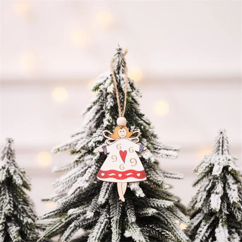 2 шт./лот Navidad Рождественская елка Ангел Украшение со снеговиком деревянный подвесной кулон Лось Счастливого Рождества украшения для дома
