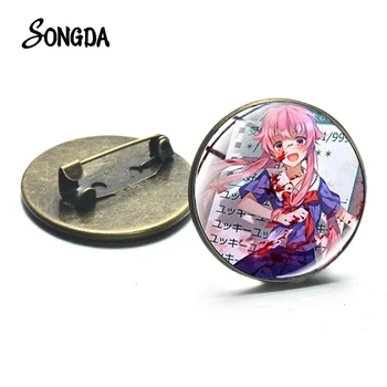 

Japanese Anime Mirai Nikki Future Diary Brooches Collection Cosplay Badges Cartoon Pattern Glass Cabochon Brooch Pin Ornaments