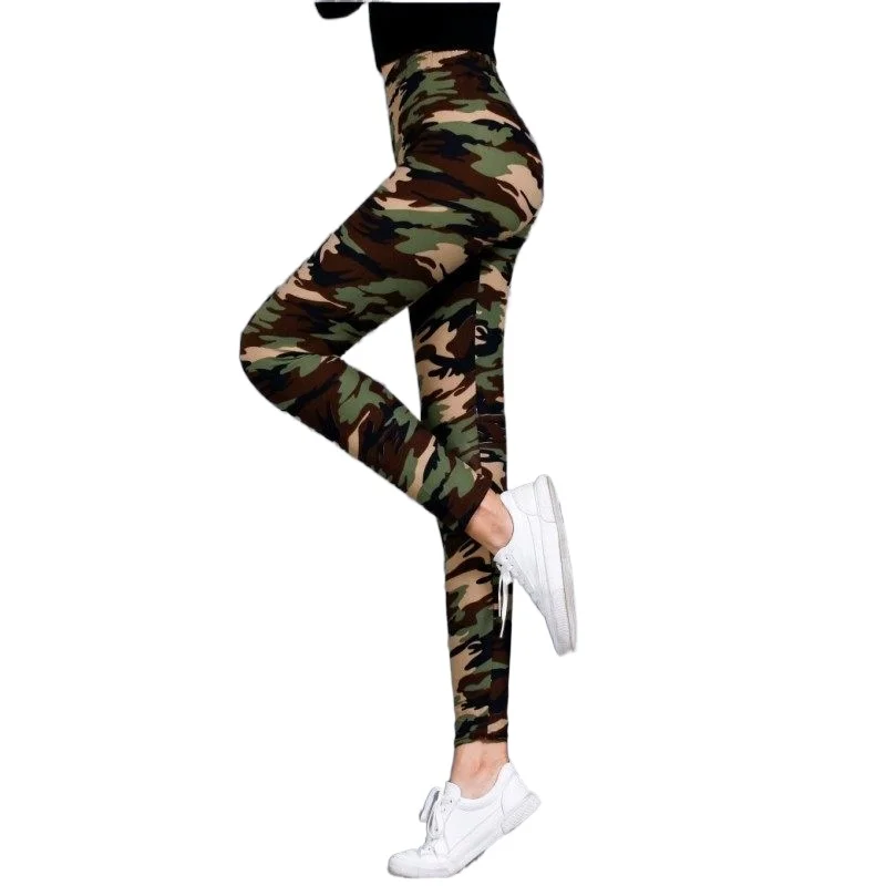 Camouflage Printed Leggings Sport Women Fitness Army Green Workout